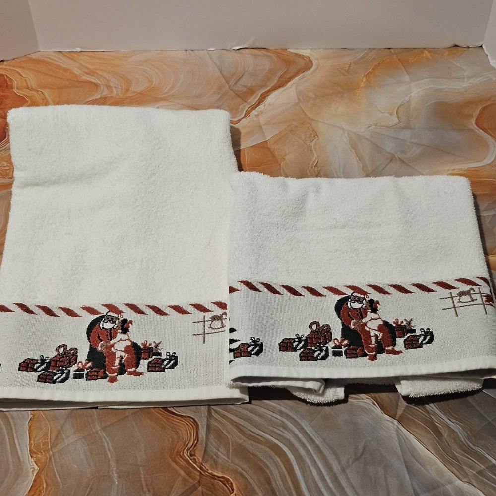 Royal Turkish Mills Christmas Bath Towel Set Santa Holiday 100% Cotton 24x42